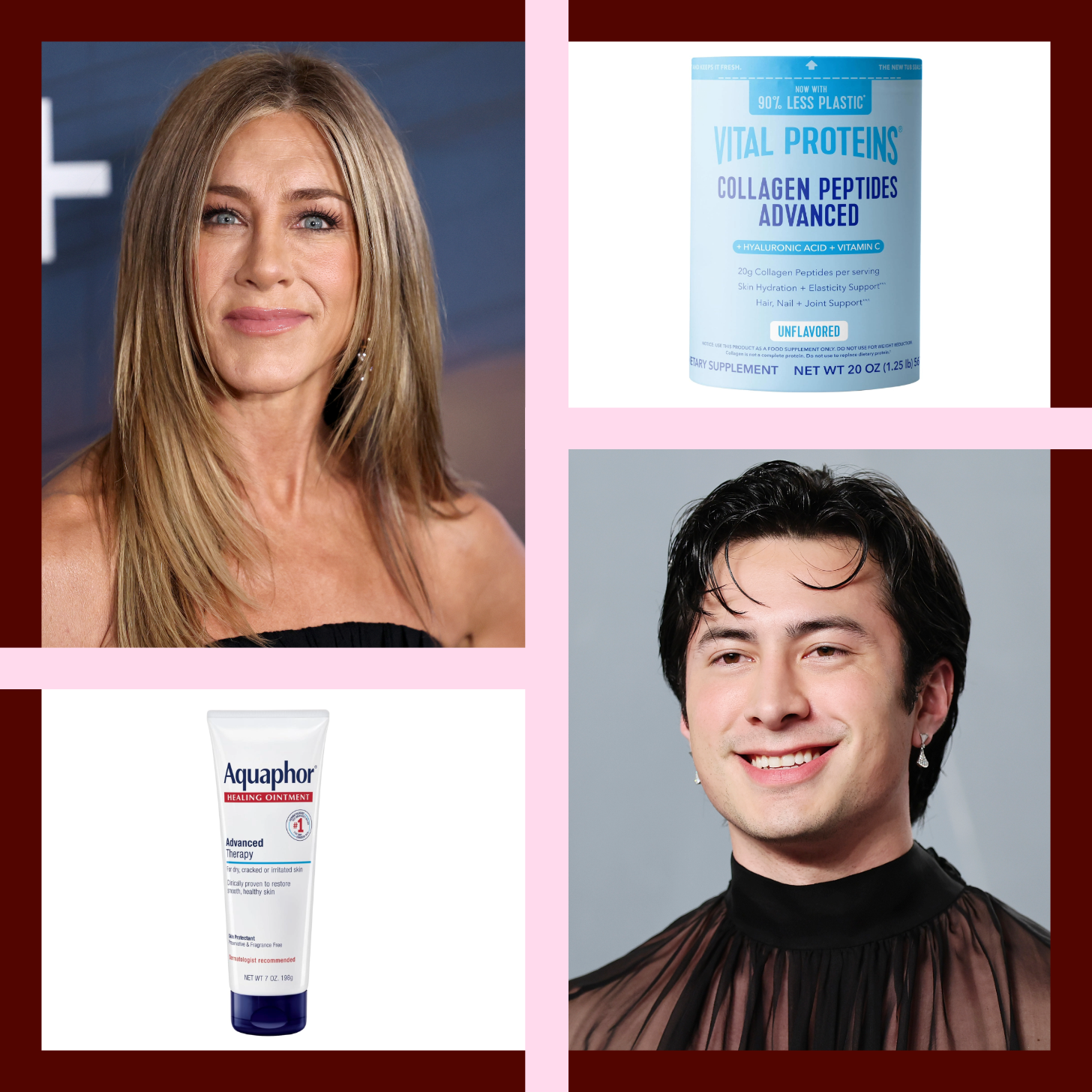 Photos of Jennifer Aniston, Vital Proteins Collagen Peptides Powder, Hudson Williams, and Aquaphor