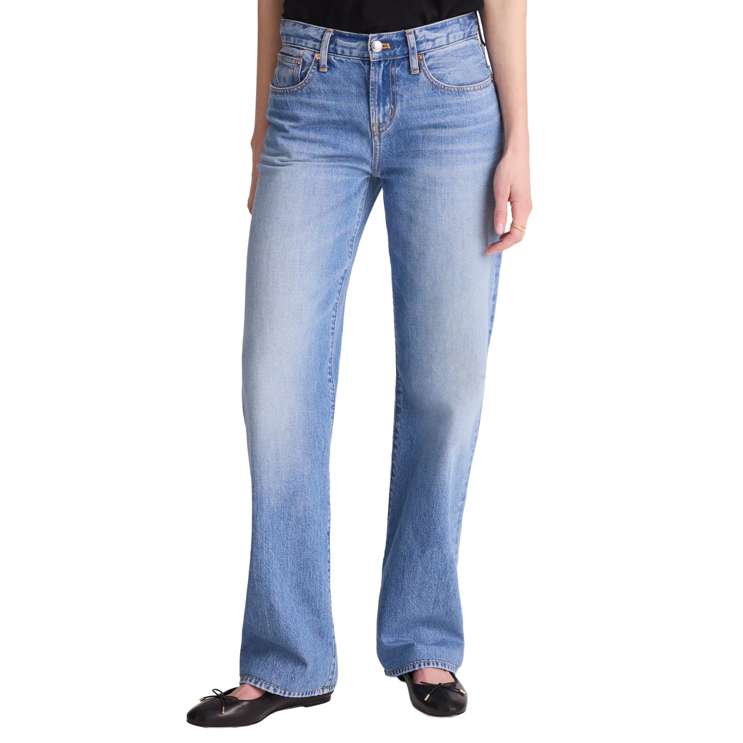 Light wash denim jeans.