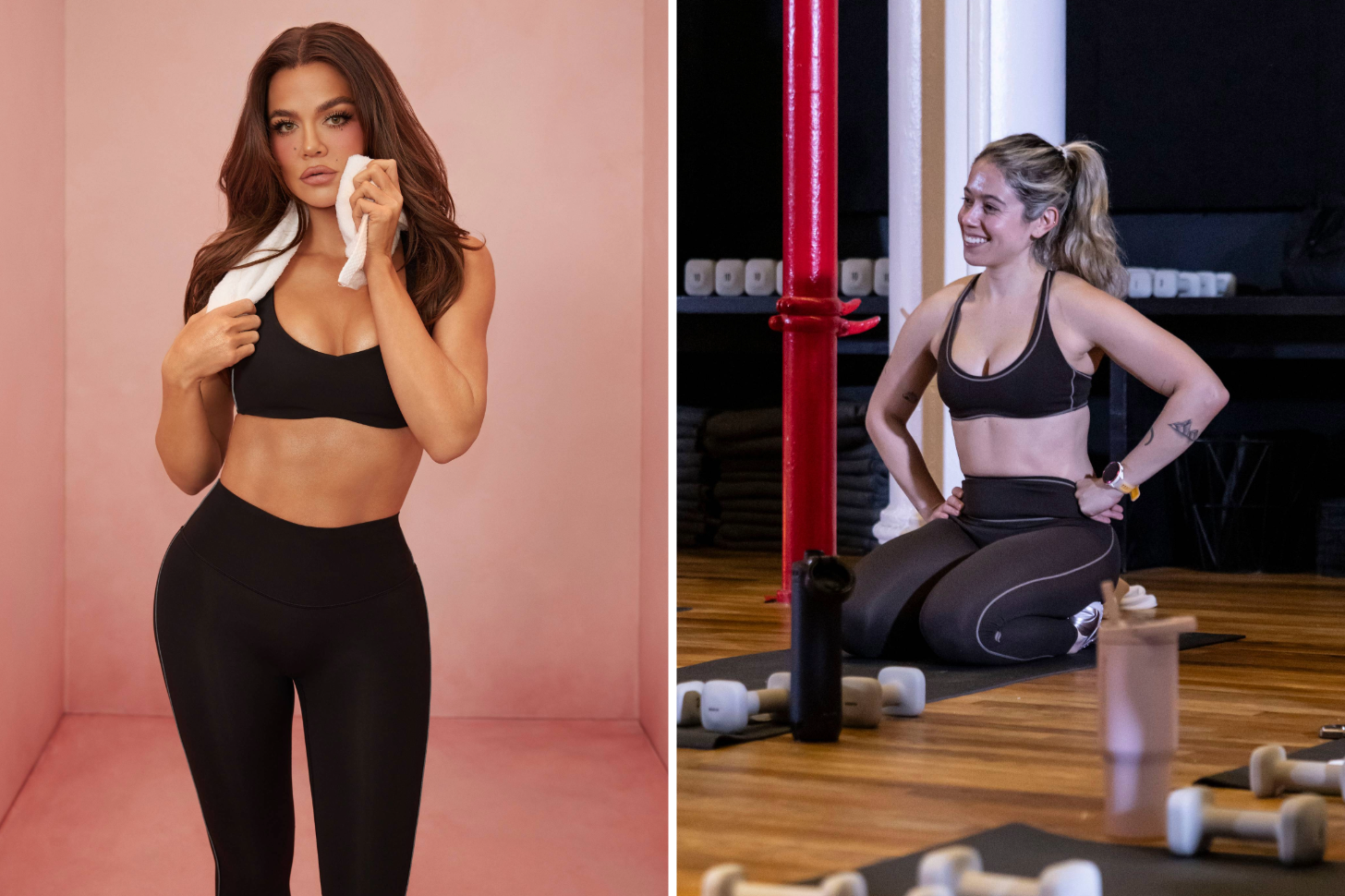 Khloé Kardashian Next to Sarah Wasilak Wearing a Fabletics Workout Set