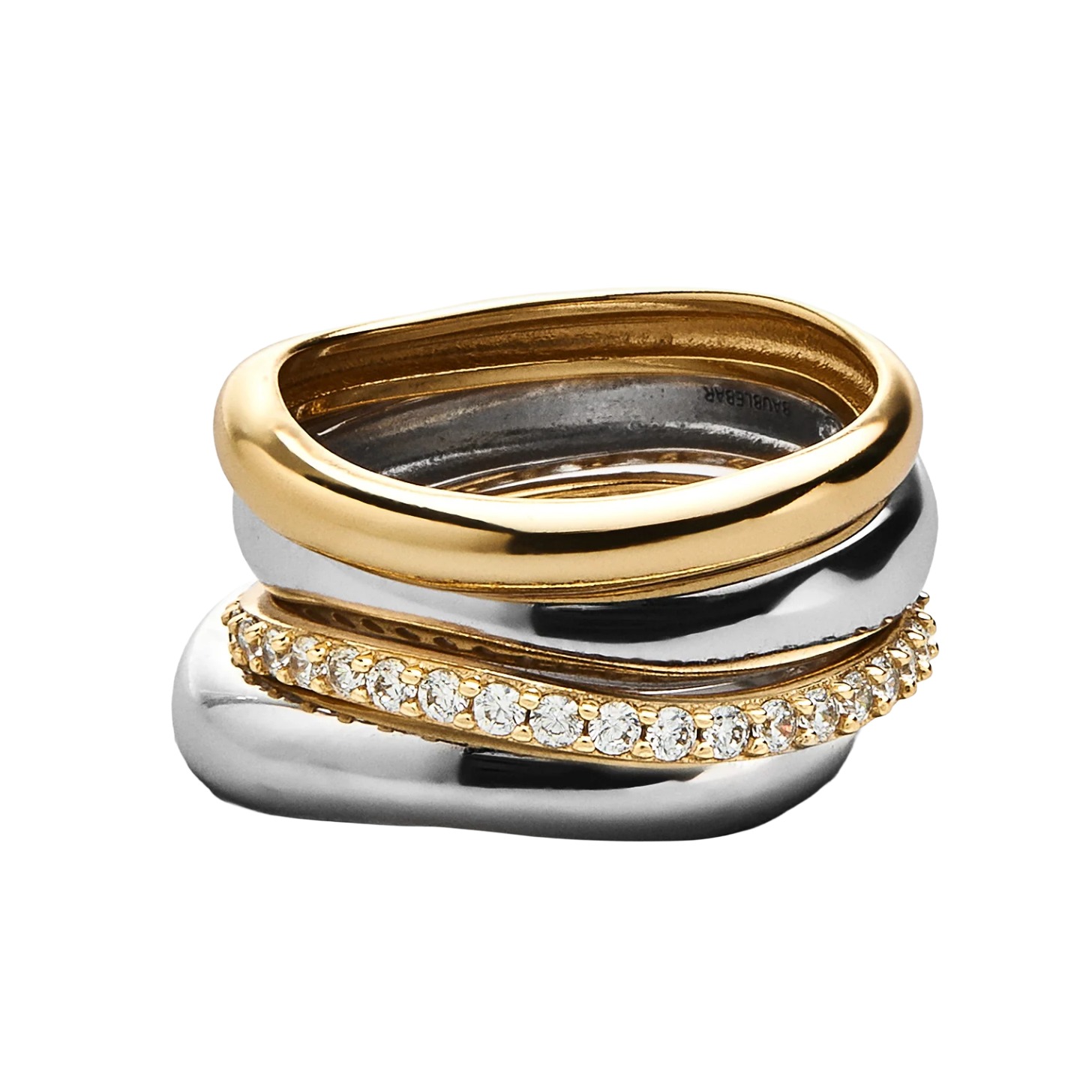 A gold and silver ring stack.