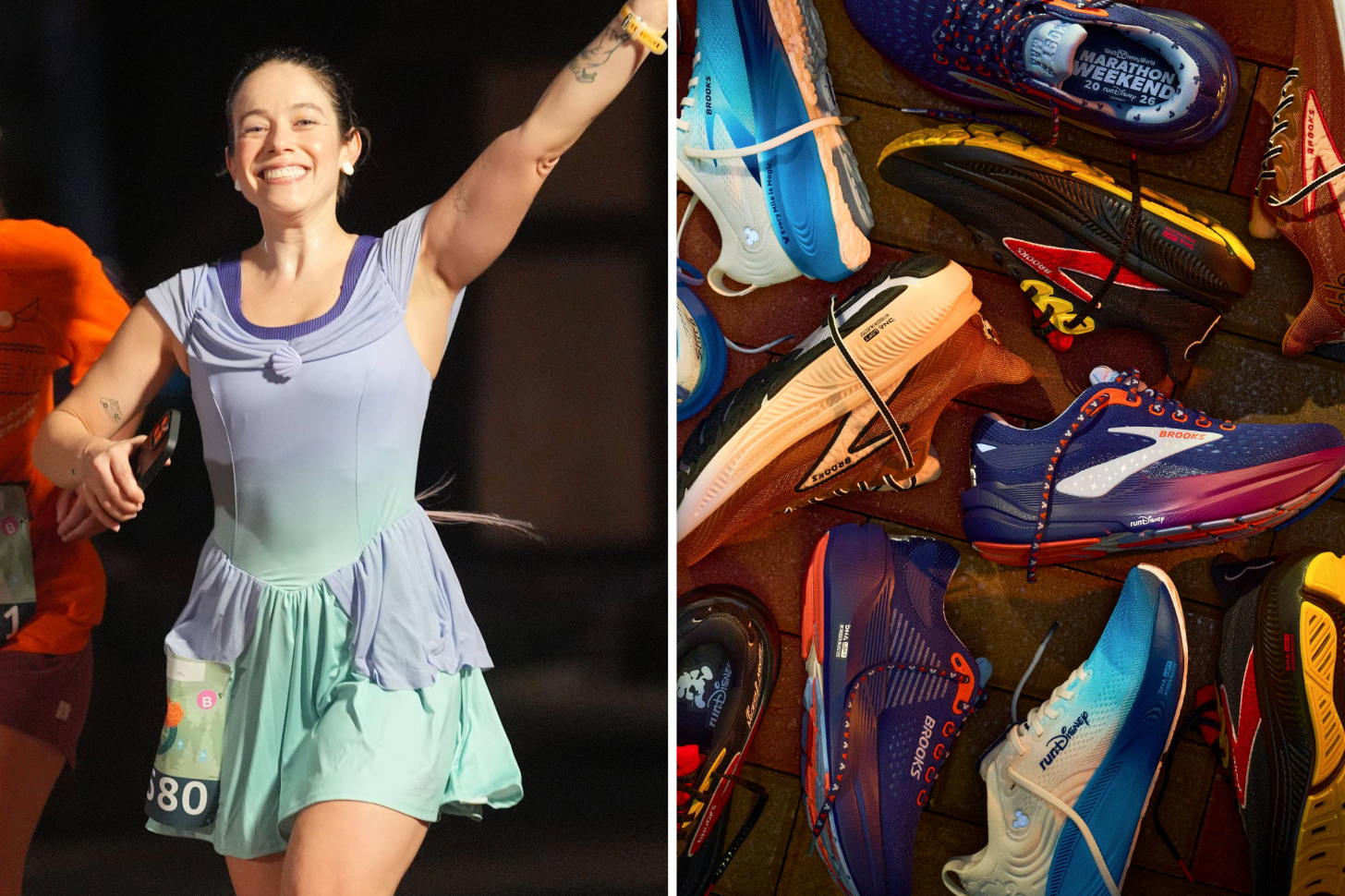 PS Shopping Director Sarah Wasilak Wearing a Mermaid Dress While Running a Race Next to Brooks x runDisney Sneakers