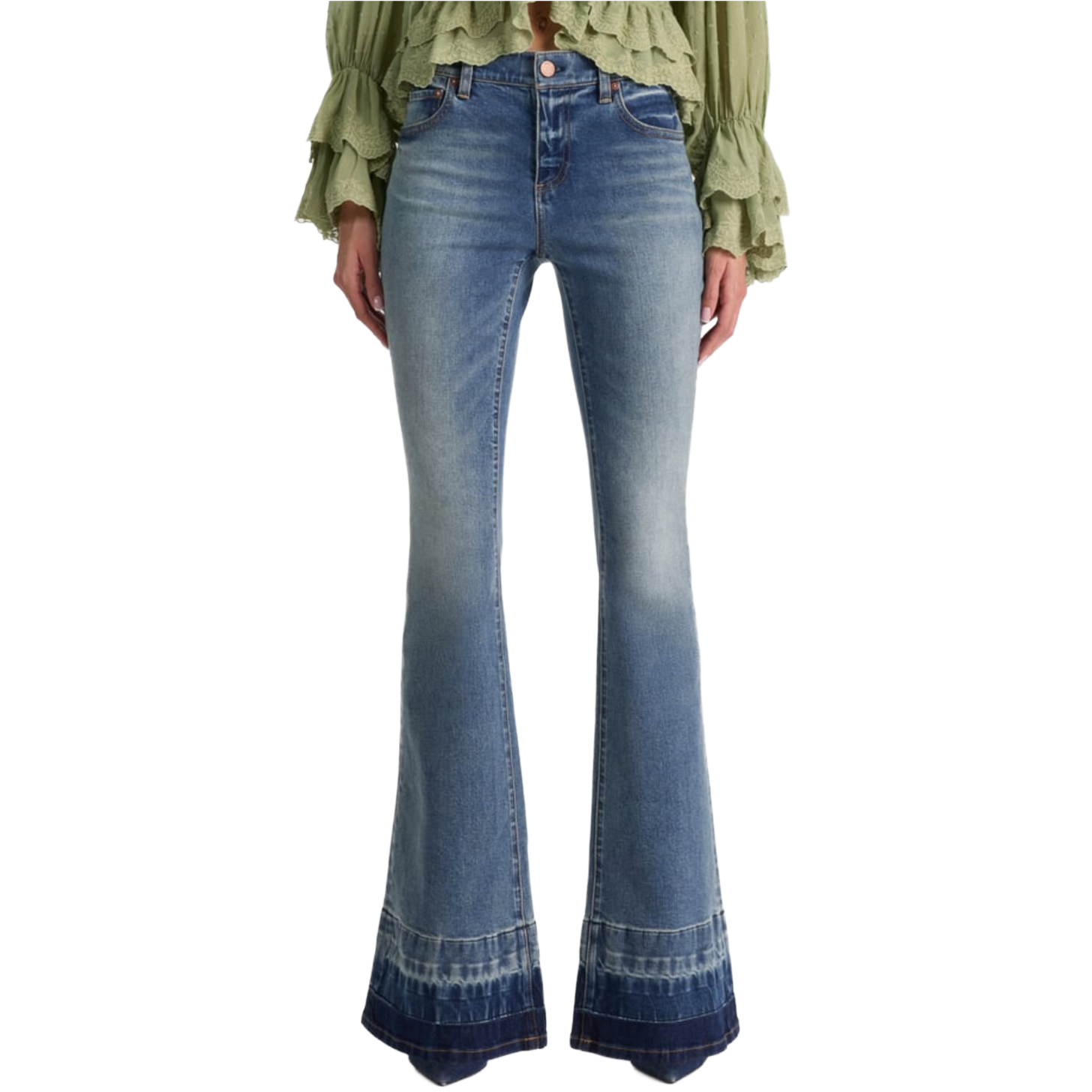 Alice + Olivia Roseline Flare Faded Hem Jeans