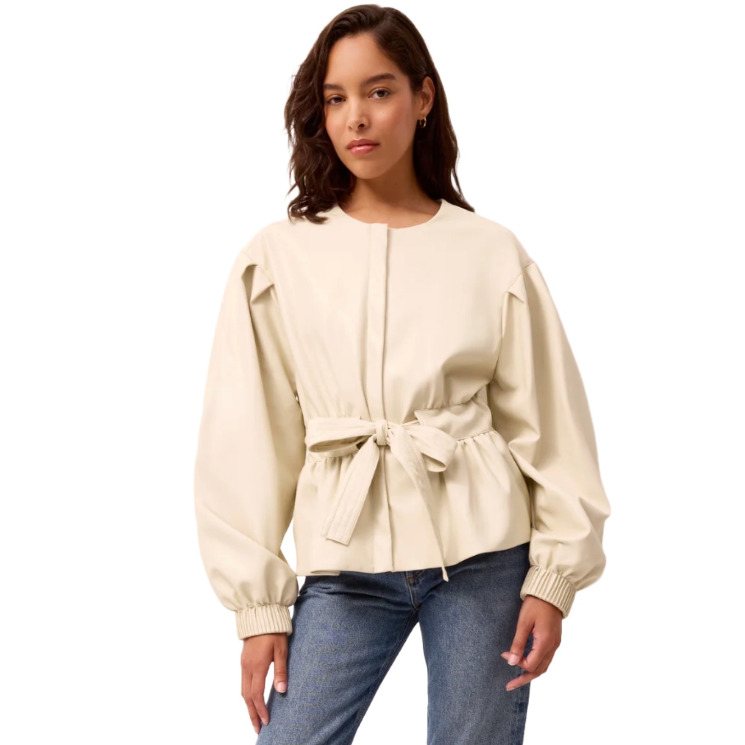 Model wearing Marie Oliver Cocoa Jacket