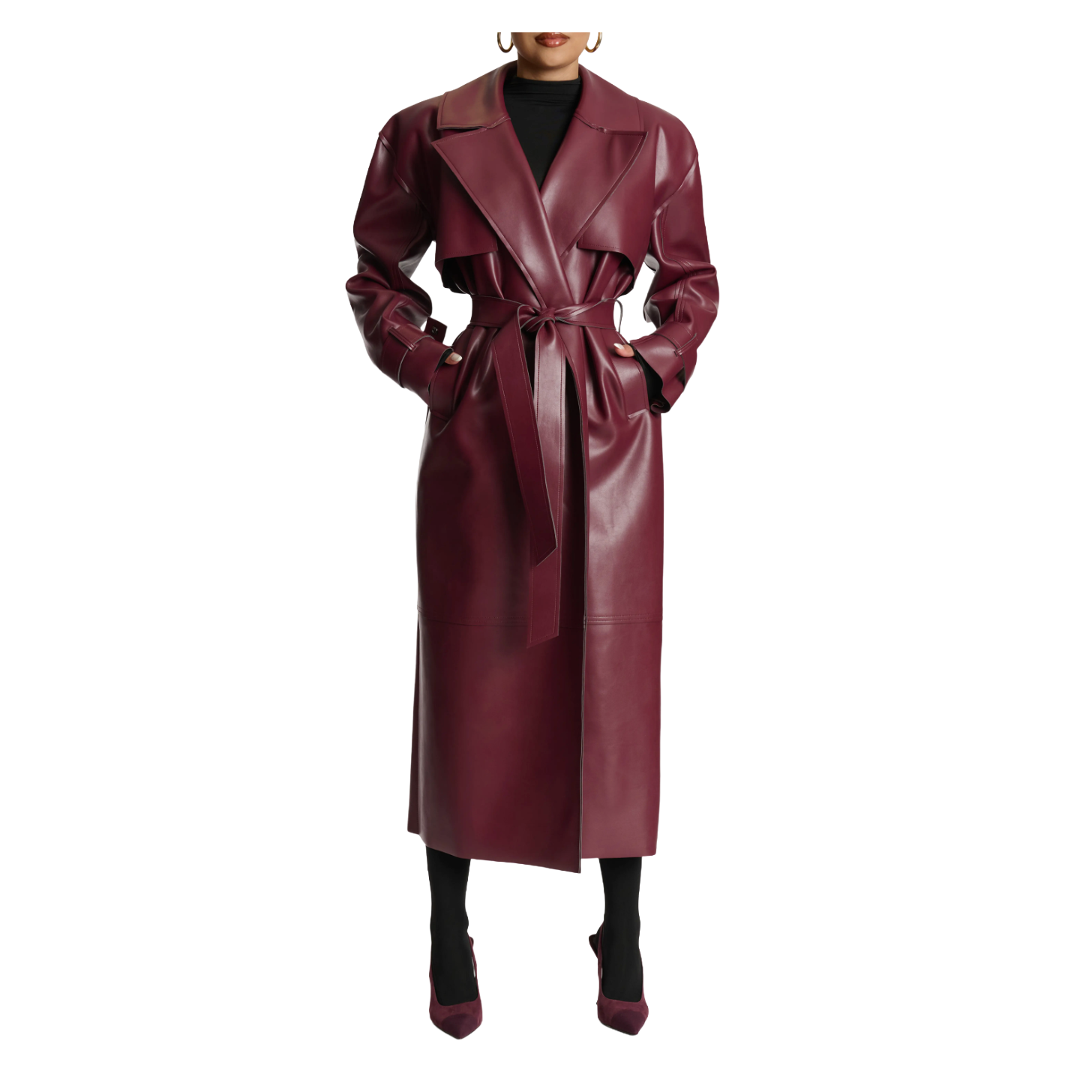 Naked Wardrobe Faux Leather Trench Coat