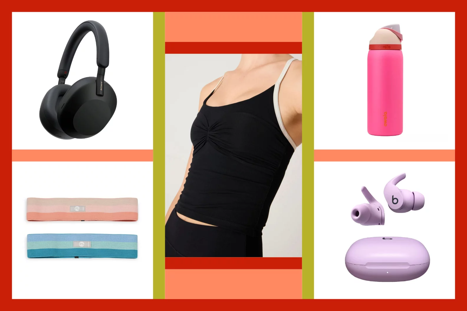 Colorful Collage of Fitness Products