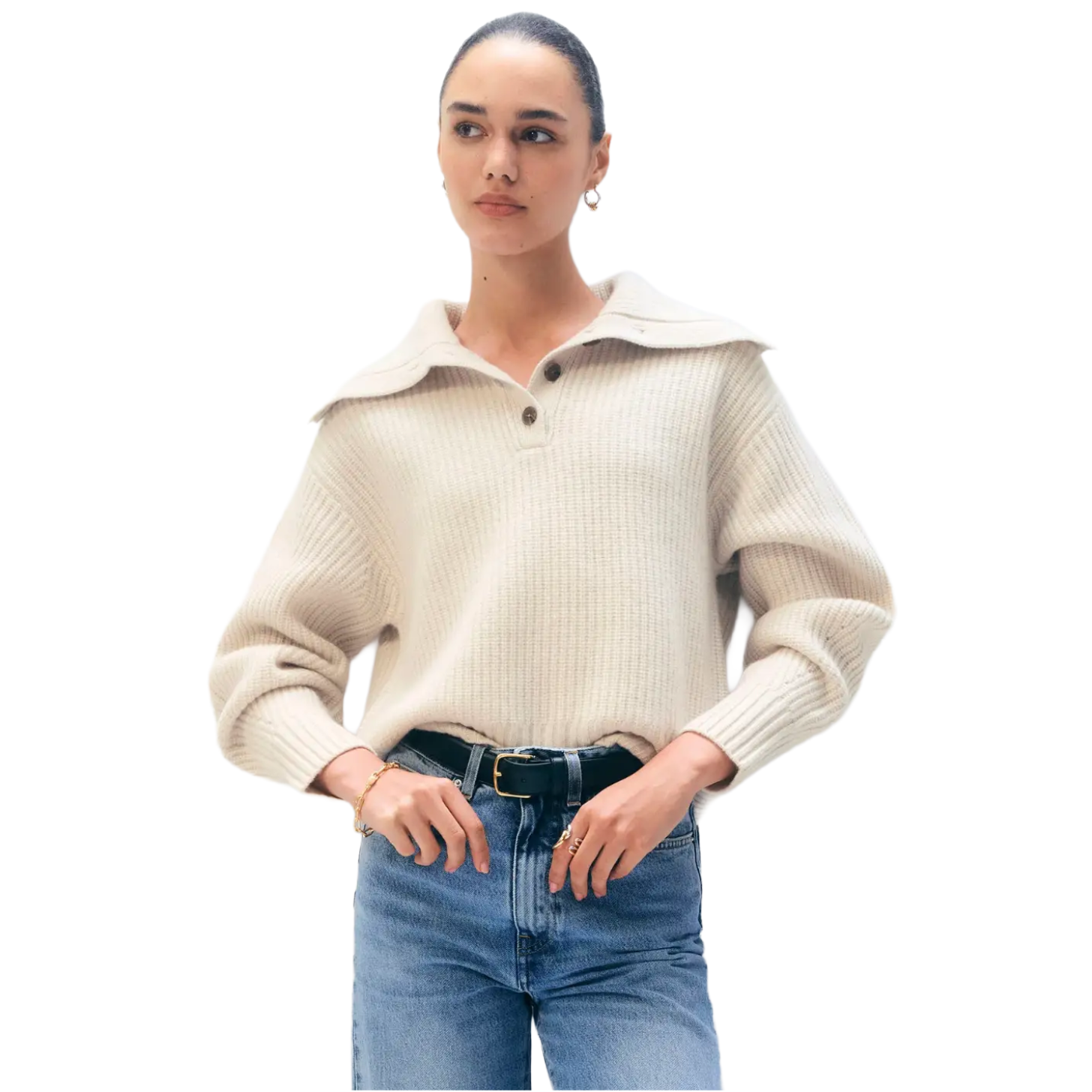 White + Warren Cashmere Blend Collared Henley