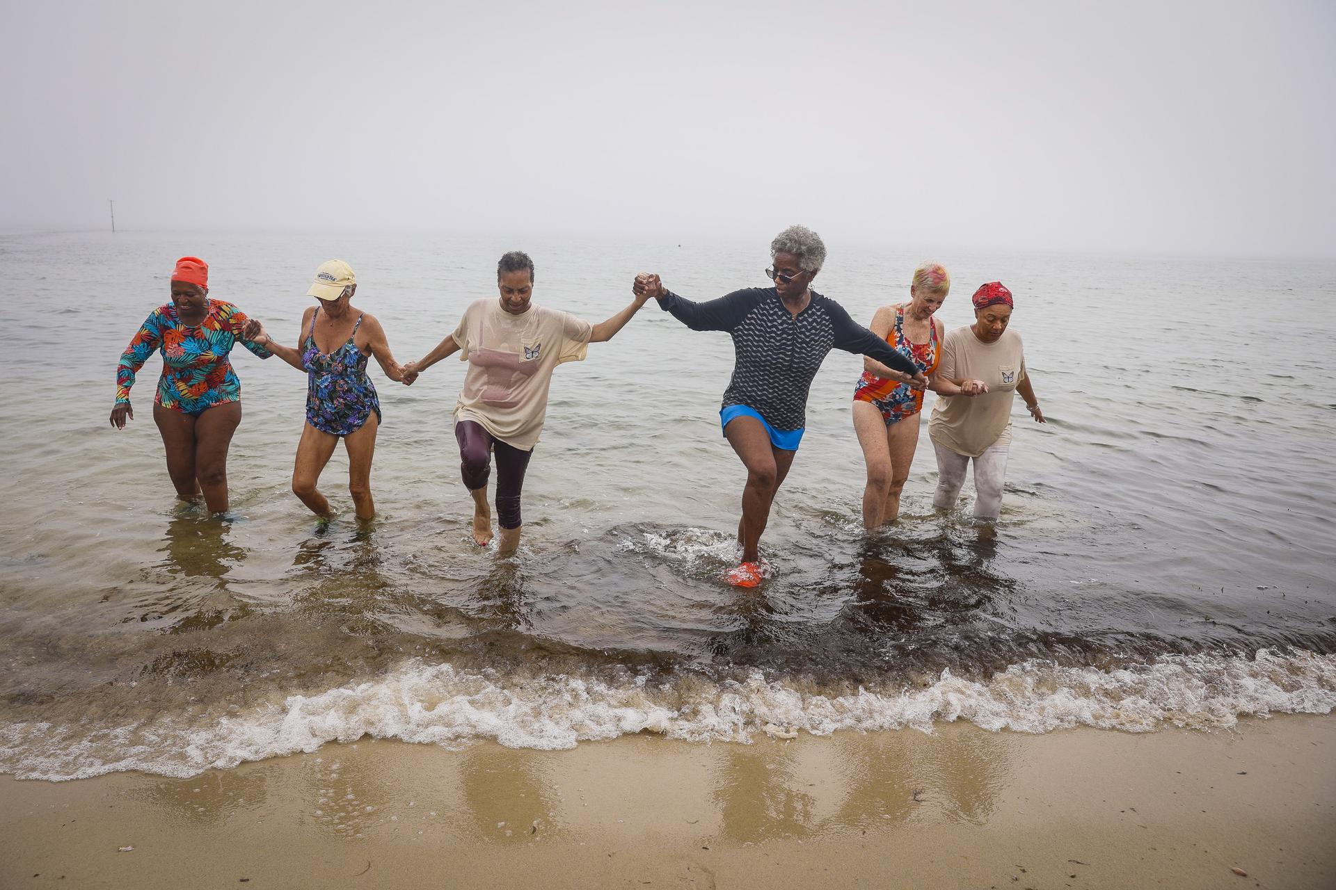 Photo of Black women on Inkwell Beach in Oak Bluffs