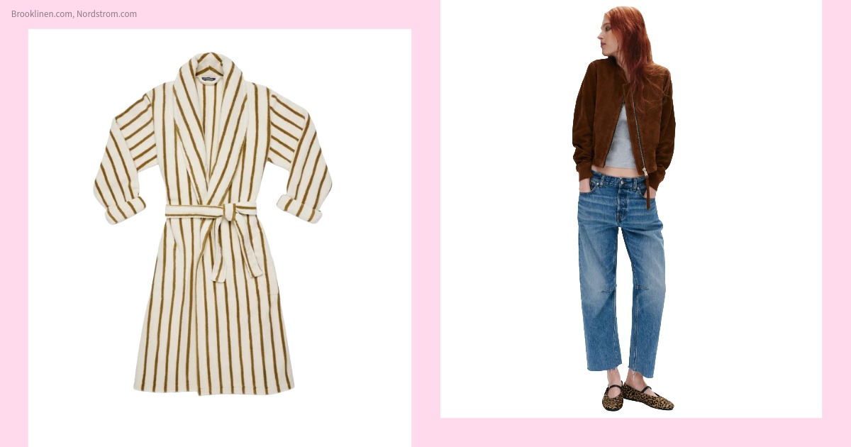 A robe and a woman wearing jeans.