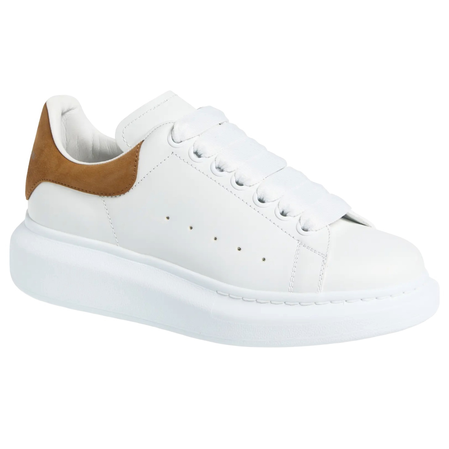 White sneaker with brown detailing