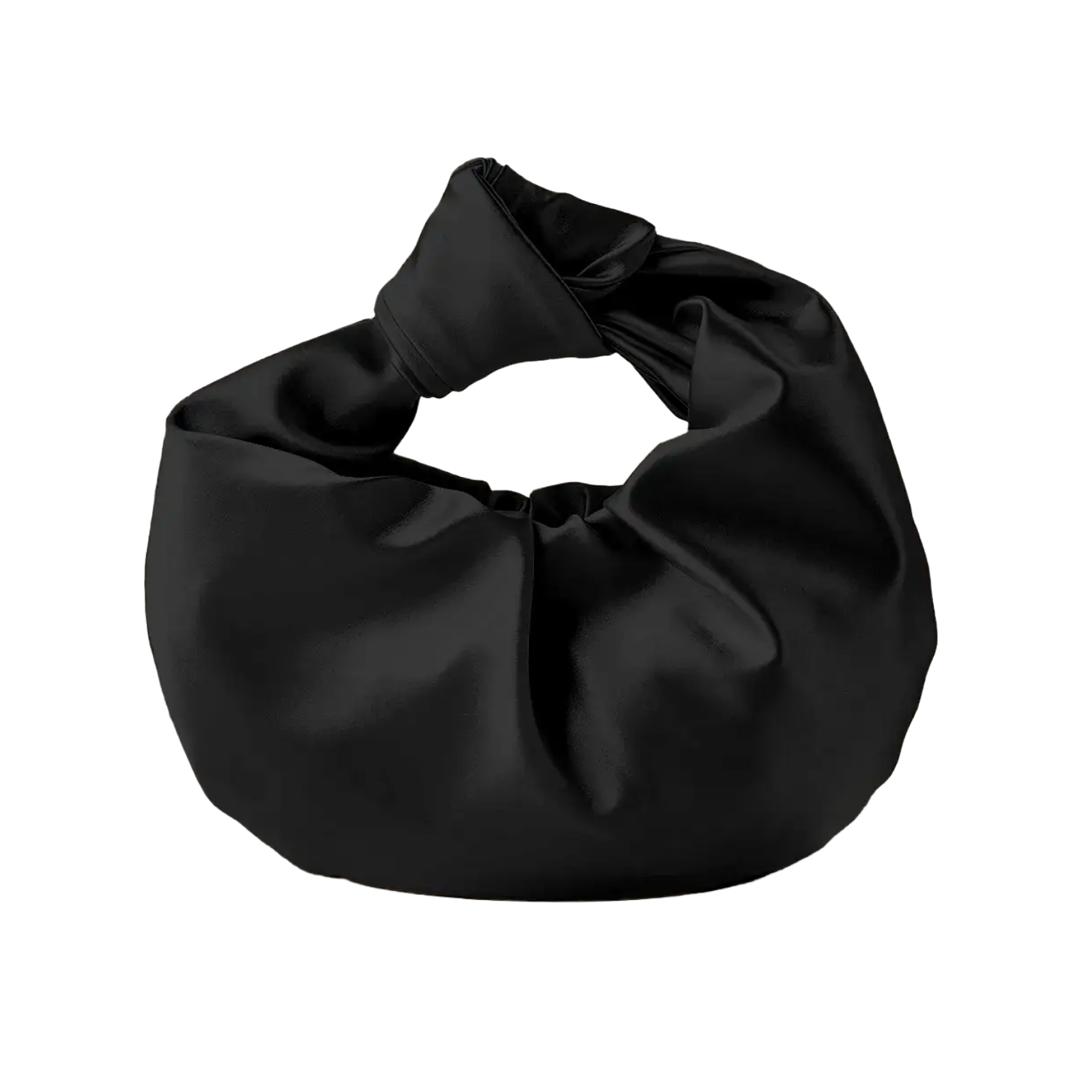 Azazie Black Satin Knotted Handbag
