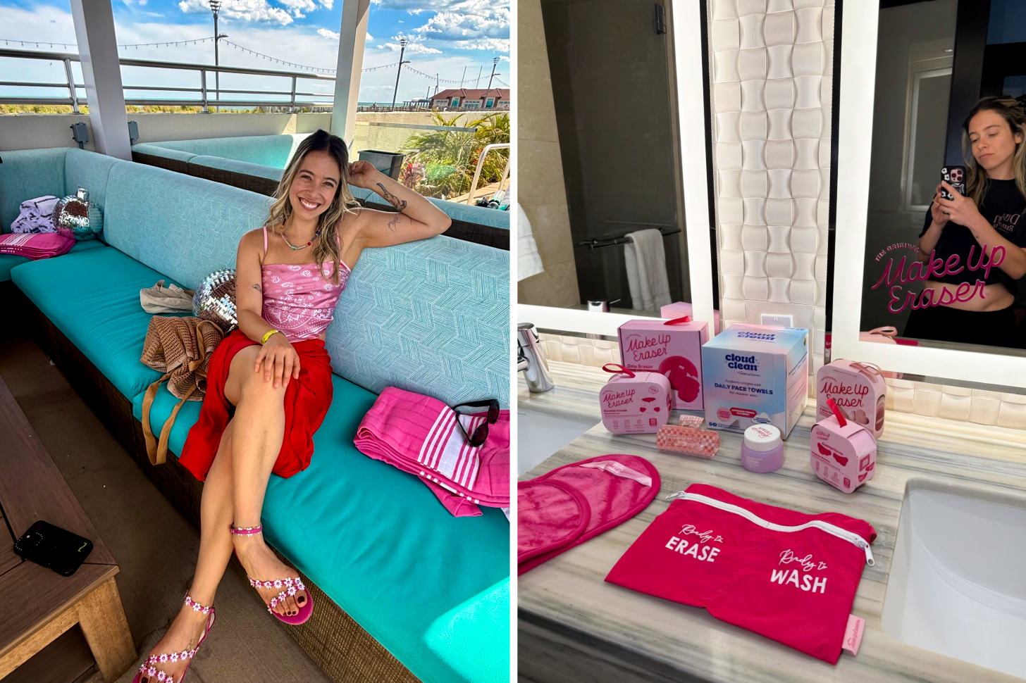 Images of Shopping Director Sarah Wasilak at Ocean Casino Resort With MakeUp Eraser
