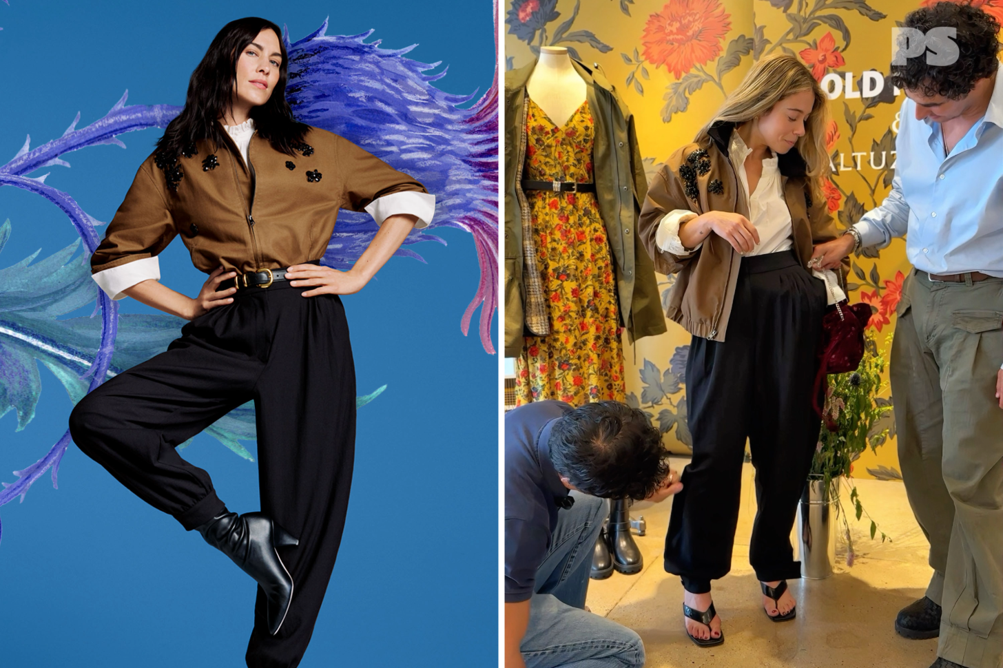 An Old Navy x Altuzarra Campaign Image of Alexa Chung Next to Sarah Wasilak Trying on the Same Look 