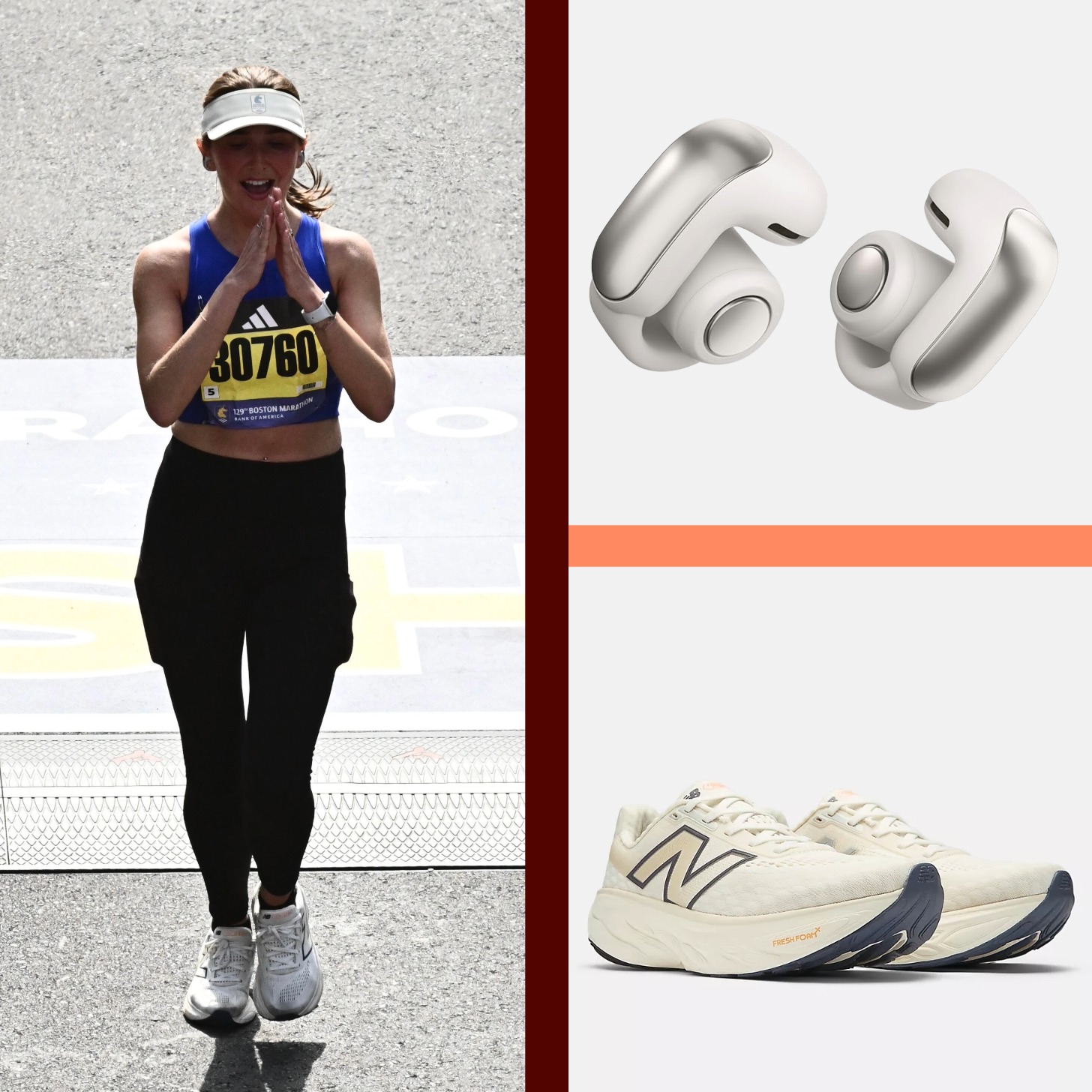 A graphic of a women running with sneakers and headphones.