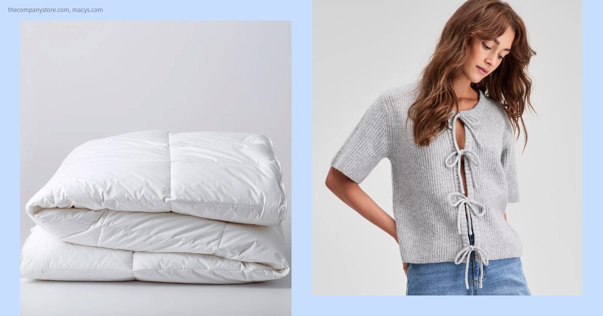 Comforter and cardigan sweater