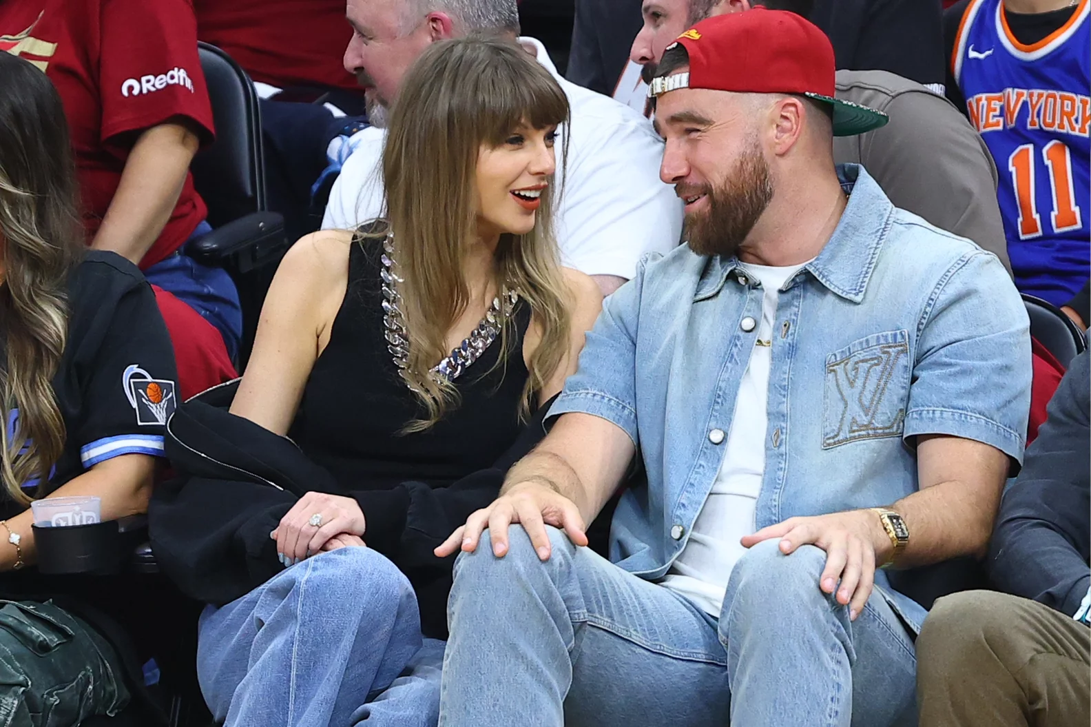 Taylor Swift and Travis Kelce Sitting Courtside at an NBA Game