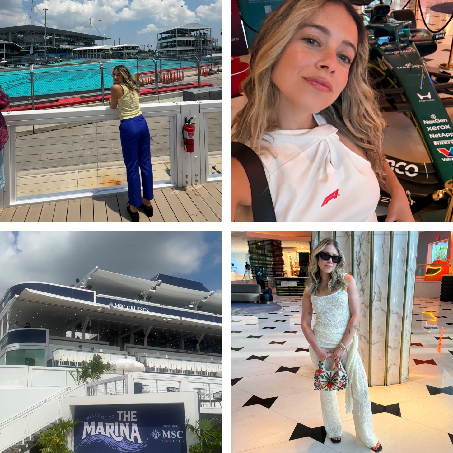 Images of Shopping Director Sarah Wasilak at the F1 Miami Grand Prix