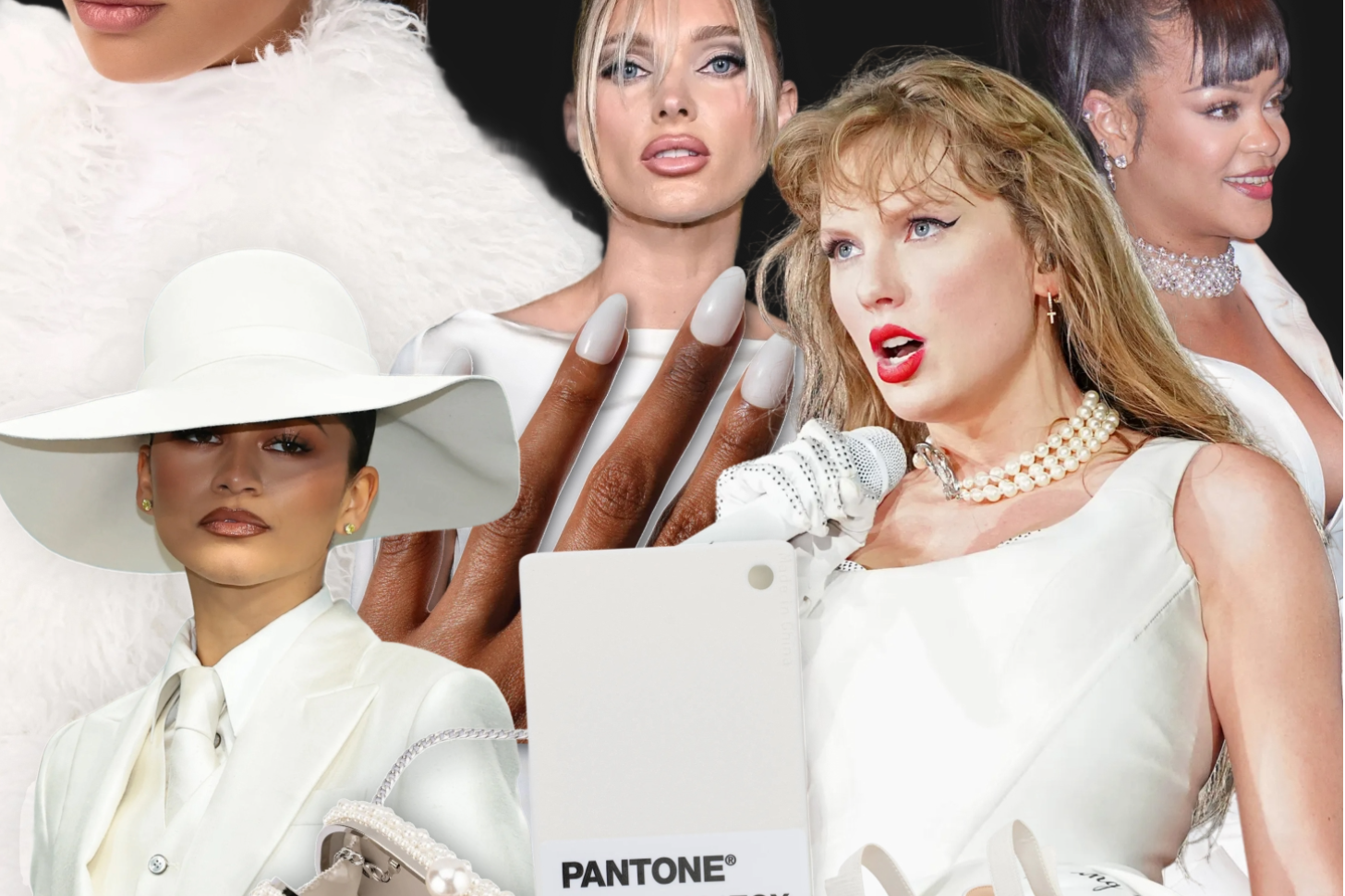 A collage of Zendaya, Elsa Hosk, Taylor Swift, and Rihanna