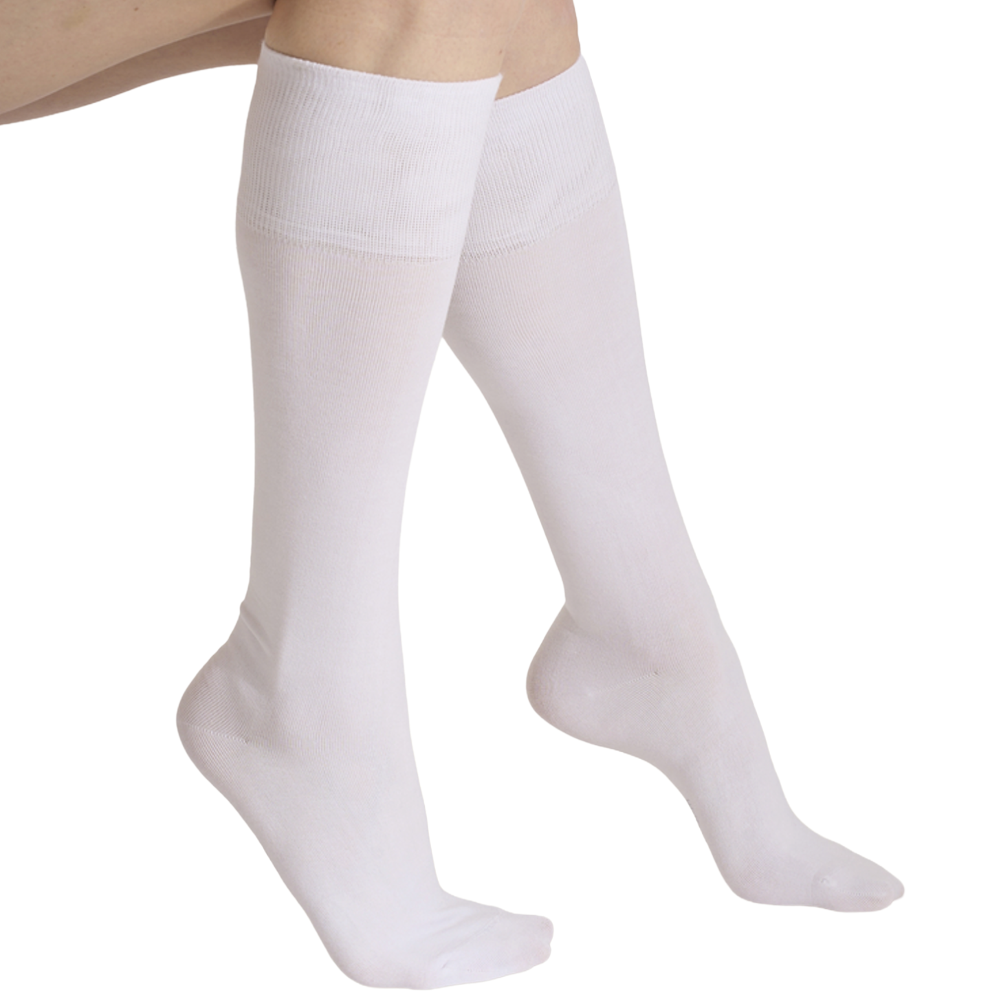 Wolford White Stretch Cotton Knee-Highs