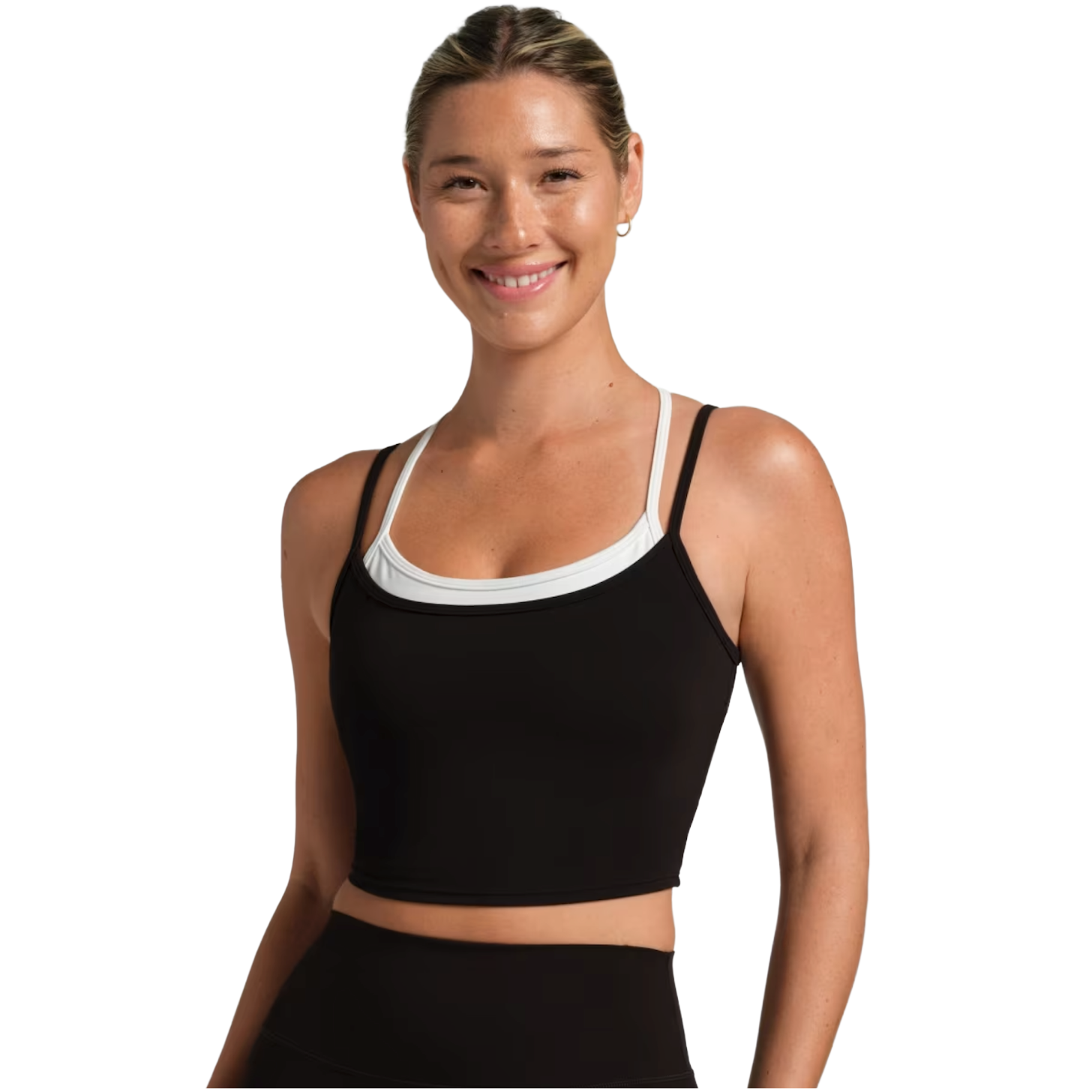 ComfrtCore Double Layer Crop Tank Black and White