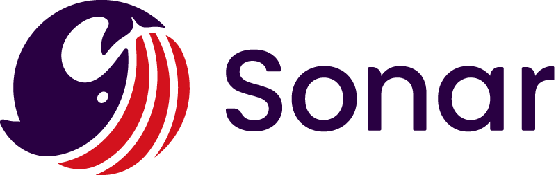 Sonar logo featuring a purple and red circular icon beside the purple Sonar wordmark.