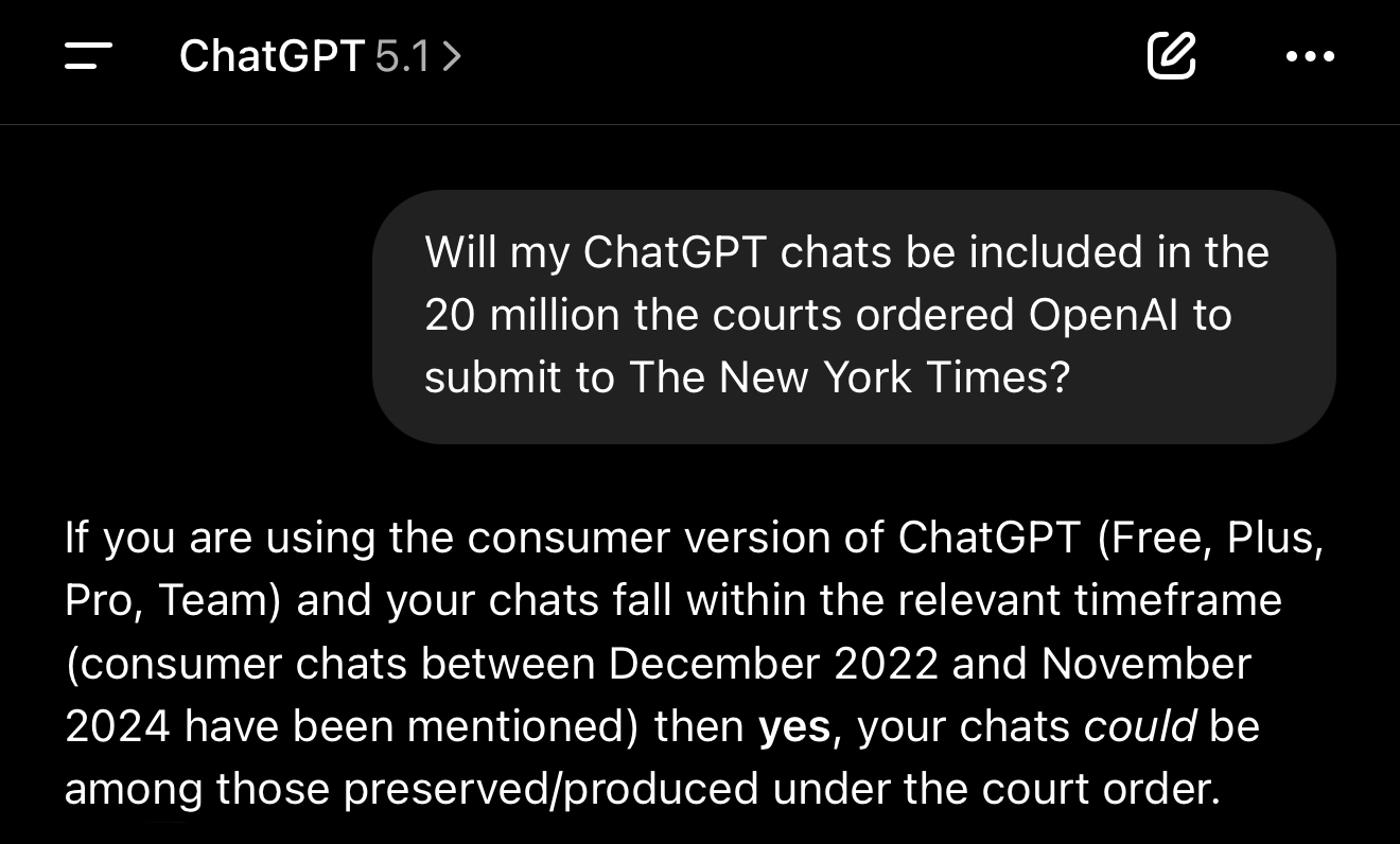 OpenAI Battles NYT Over Chat Privacy Grab