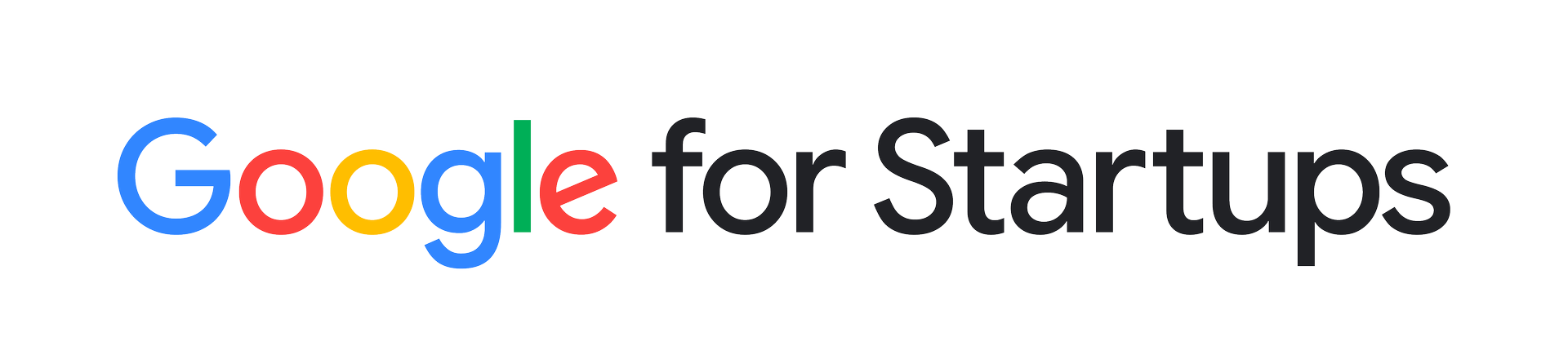 Google for Startups logo with Google's multicolored wordmark and dark gray text on a transparent background.