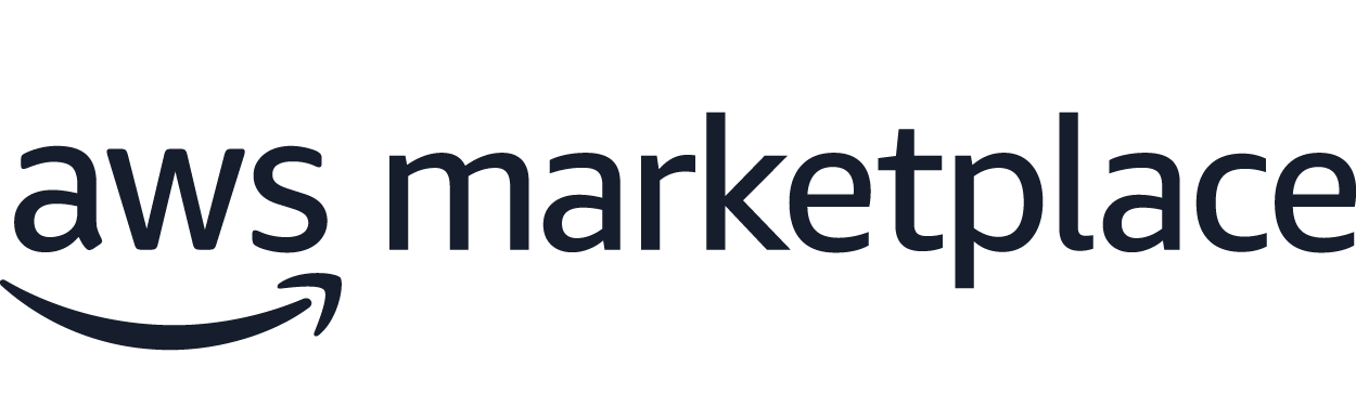 AWS Marketplace logo featuring dark navy text and Amazon's curved smile arrow on a transparent background.