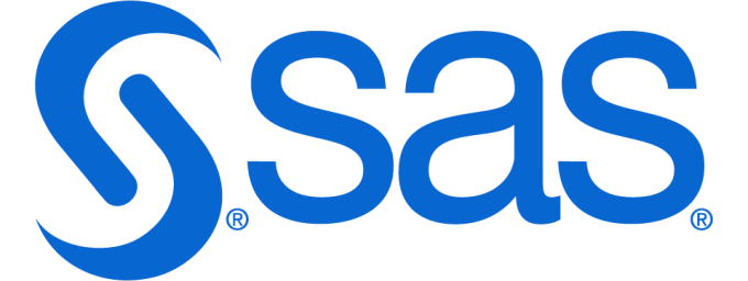 Blue SAS logo with the company's stylized 'S' symbol and lowercase 'sas' wordmark on a transparent background.