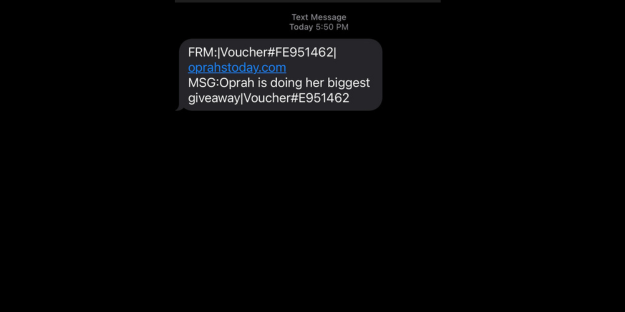 Smishing Scam with Fake 'Oprah'