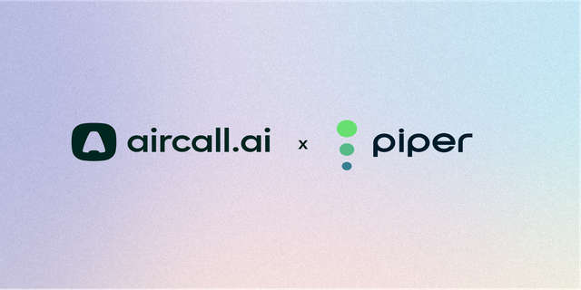 Aircall.ai and Piper logos side by side on a soft pastel gradient background.