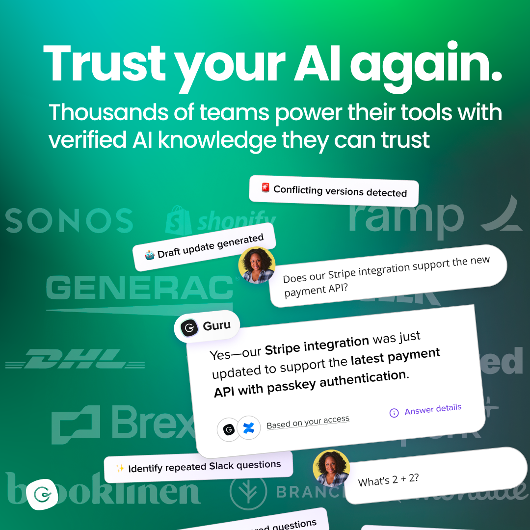 Trust your AI again. Thousands of teams power their tools with verified AI knowledge they can trust.