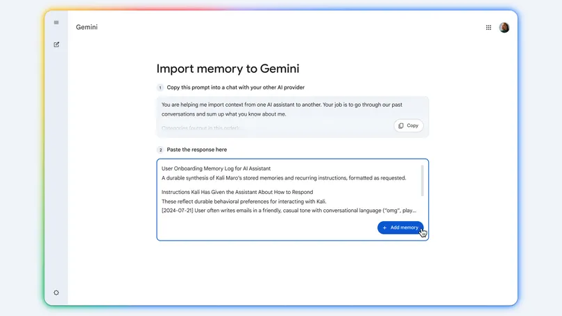 Google Gemini Rolls Out Easy Import Tools