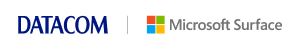 Datacom and Microsoft Surface logos side by side in a simple brand lockup.