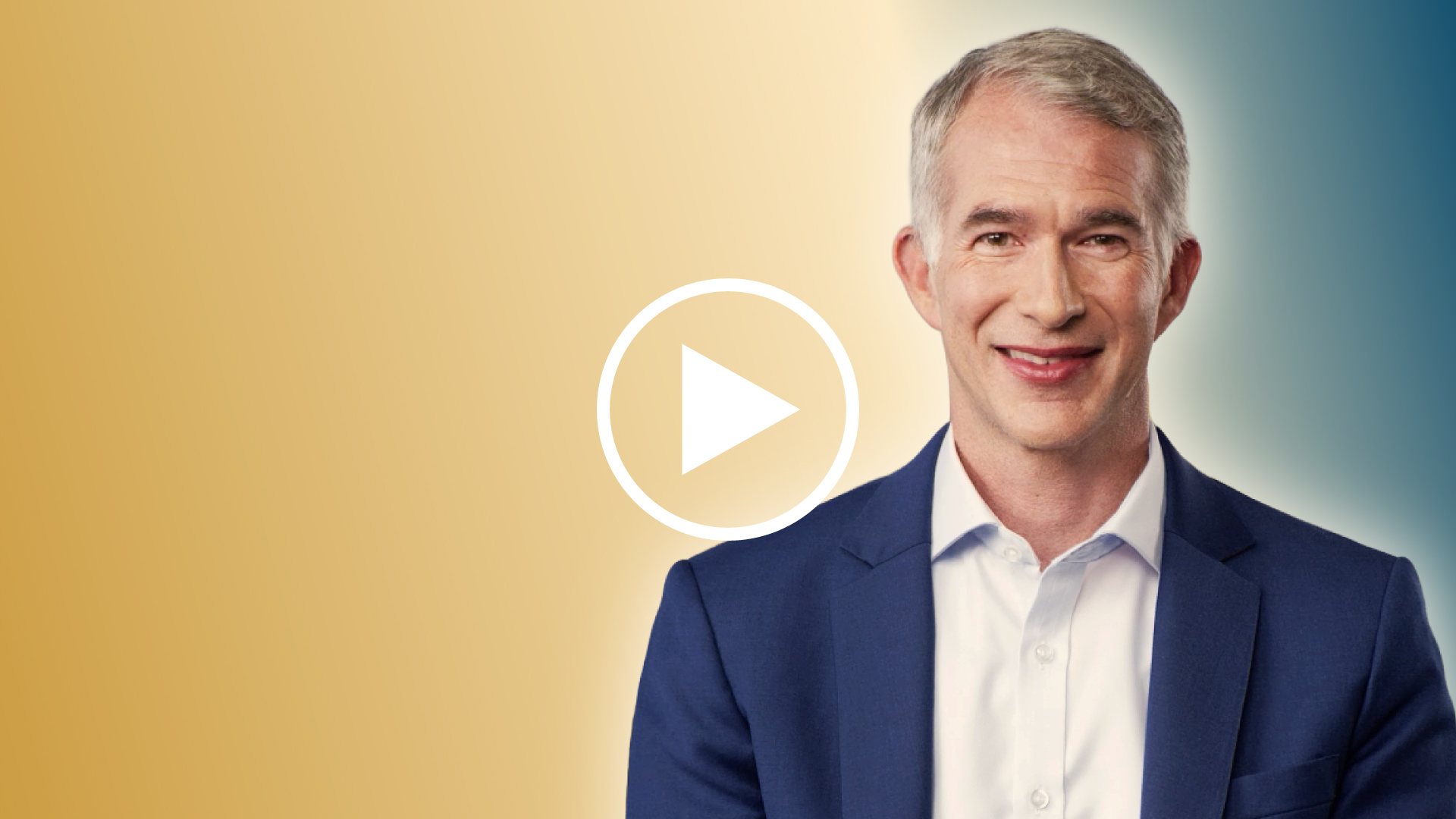 Scott D. Anthony in front of a gold and blue background and a play button in the foreground.