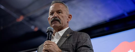 Gubernatorial candidate Riverside County Sheriff Chad Bianco speaks at an event in downtown L.A. on Tuesday.