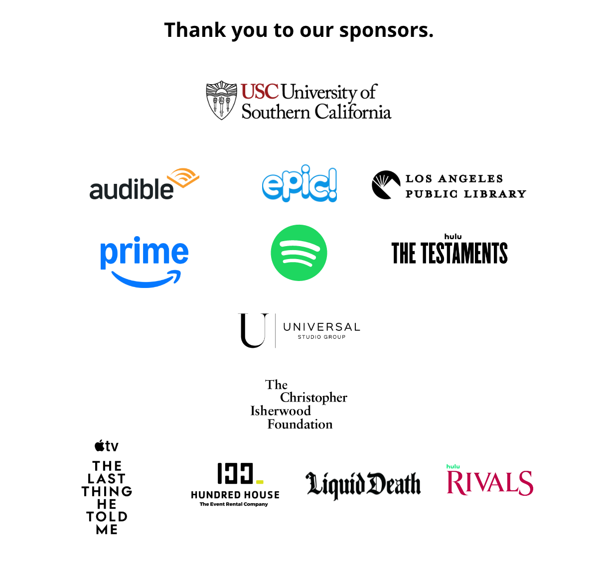 Thank you to our sponsors. [Event Sponsors logo lockup]