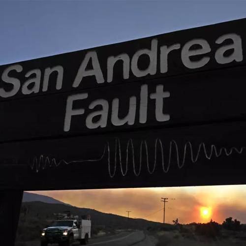A smoky sunset as seen from the San Andreas fault.