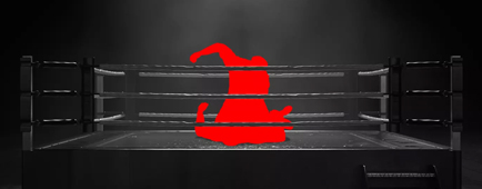 photo illustration of two figures in red, one punching the other on the mat of a boxing ring
