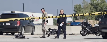 The scene at the end of a police pursuit.