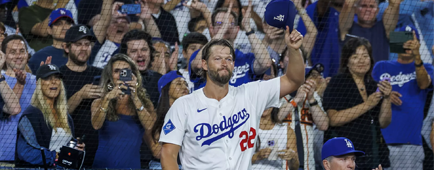 Clayton Kershaw acknowledges the crowd after pitching in what might have been his final start at Dodger Stadium. Clayton Kershaw acknowledges the crowd after pitching in what might have been his final start at Dodger Stadium.