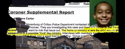 Photo collage showing a no trespassing sign on a gate, a young boy and a snippet of a coroner's report