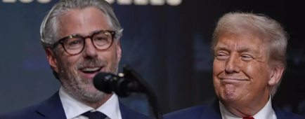 Cassey Wasserman speaks alongside President Trump. Cassey Wasserman speaks alongside President Trump.