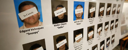 A federal grand jury indicted 22 alleged members of the MS-13 street gang in 2019. A federal grand jury indicted 22 alleged members of the MS-13 street gang in 2019.