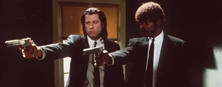 CA.00.04/Pulp John Travolta (L) and Sam Jackson (R) in Quentin Tarantino's Pulp Fiction. Linda R. Chen