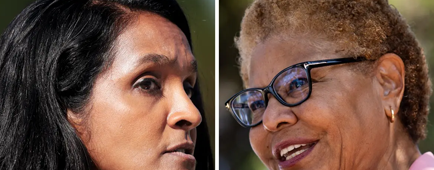 Councilmember Nithya Raman and Los Angeles Mayor Karen Bass.