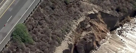 Erosion has caused a large crack to form along a cliffside near the Laguna Beach border.