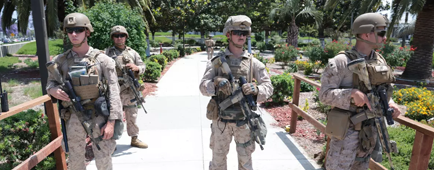 Marines at the Wilshire Federal Building in Los Angeles on June 13, 2025. 
