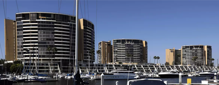 The three towers that make up the Marina City Club condo complex in Marina del Rey.