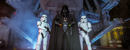 Darth Vader and Stormtroopers in front of a ship 