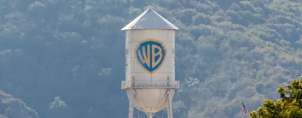 Warner Bros. Studios water tower and cars in front of it